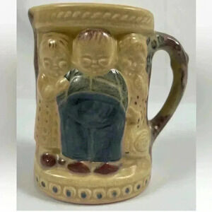 Vintage Ceramic Miniature Pitcher Creamer 3 Children Goose Hand Painted 1971 VTG